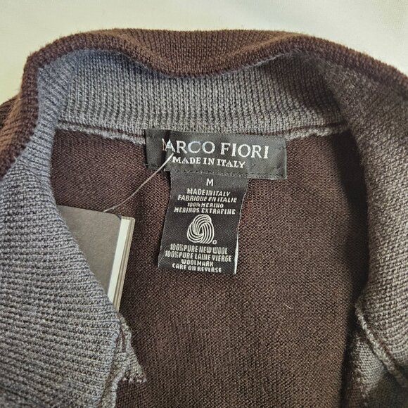 NWT Marco Fiori 100% Merino Wool Quarter-Zip Argyle Sweater - Picture 3 of 6